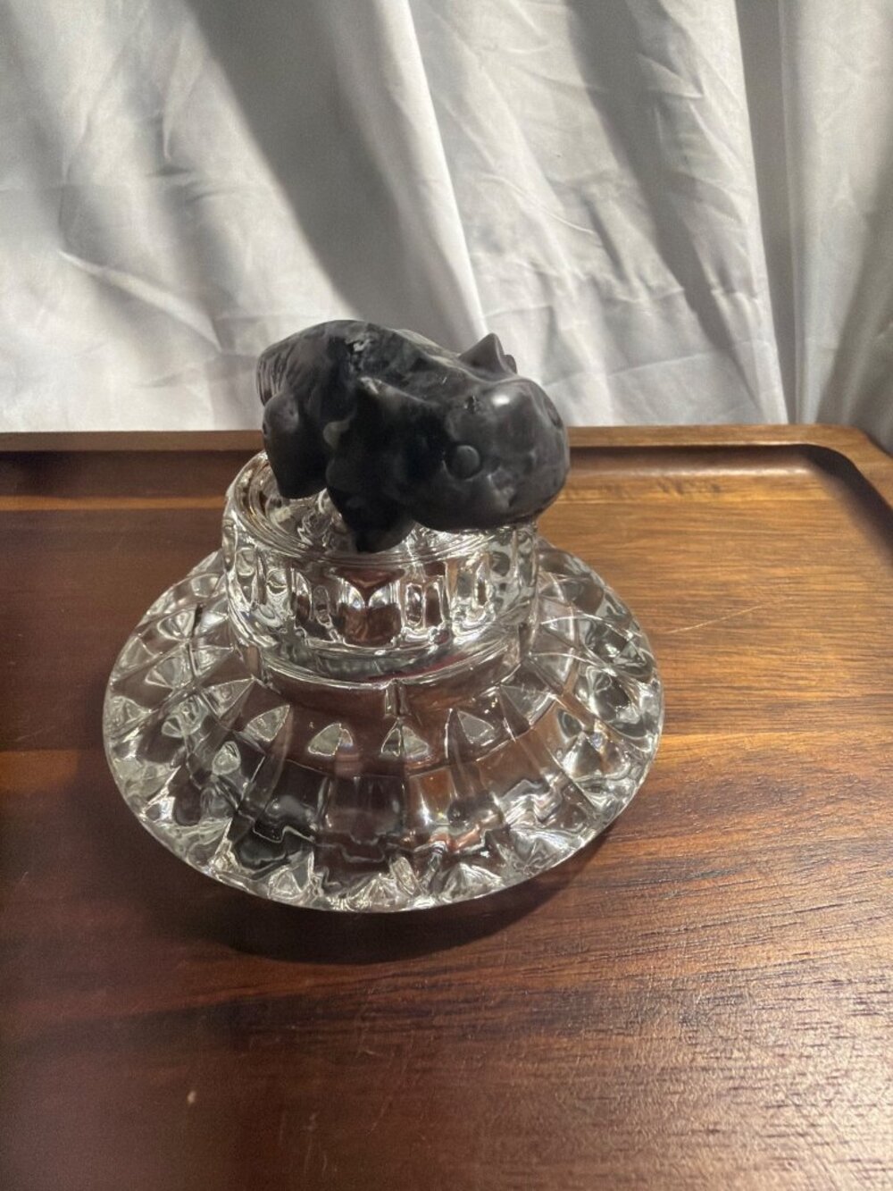 Larvikite Axolotl Crystal Carving